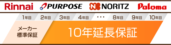 Rinnai PURPOSE NORITZ Paloma 10年延長保証